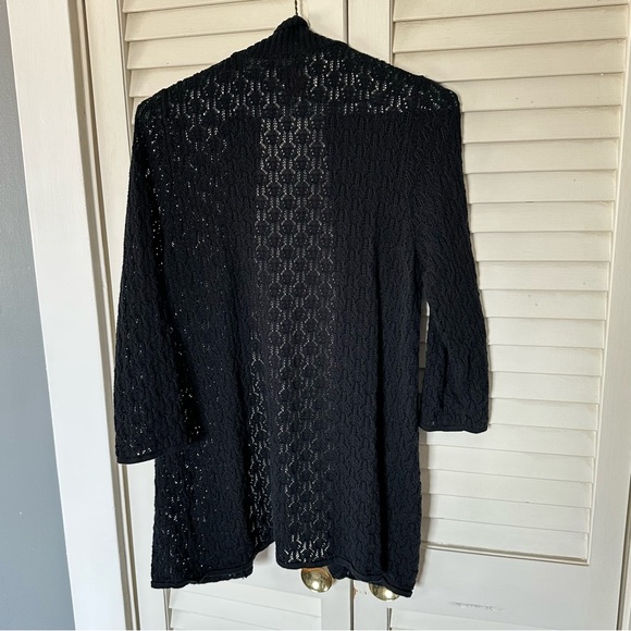 212 Collection Black Crochet Open-Front Cardigan - Picture 2 of 3